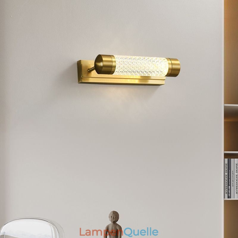 Wandleuchte Messing Acryl Zylinder Spiegel Frontleuchte