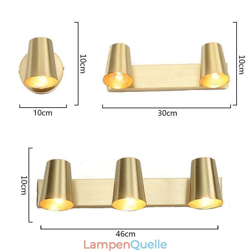 Nordische Messingspiegel-Frontlicht-Spot-Wandleuchte