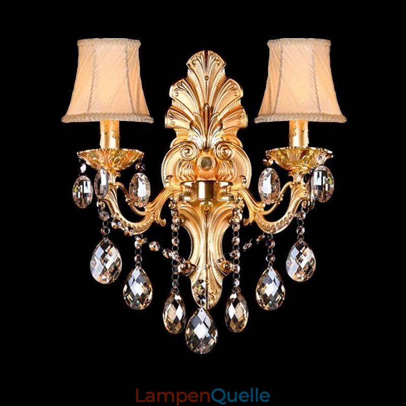 Europäische Wandleuchte Golden Petal Wandleuchte Exquisite Kristalltropfen Licht Nachttischbeleuchtung