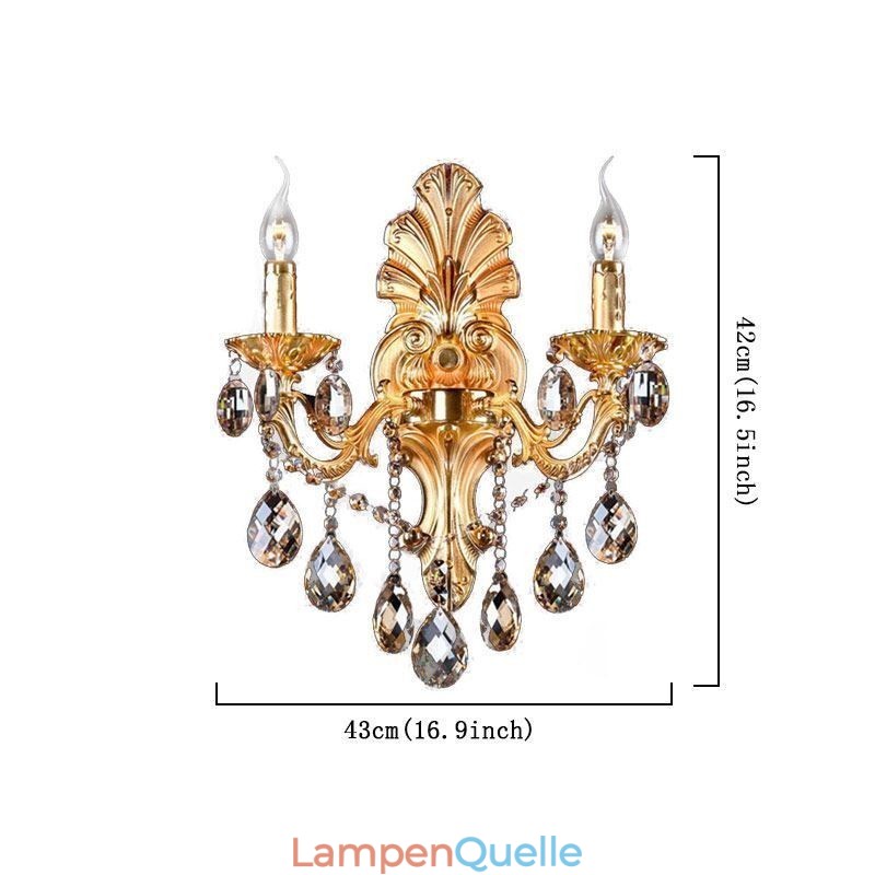 Europäische Wandleuchte Golden Petal Wandleuchte Exquisite Kristalltropfen Licht Nachttischbeleuchtung