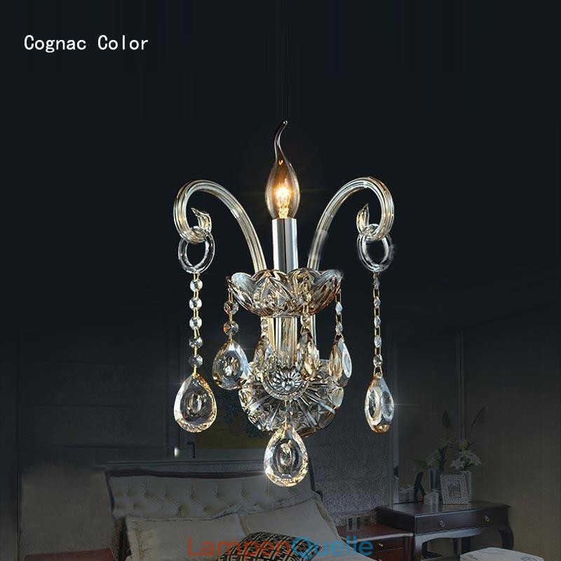 Europäische Wandleuchte Bernstein Cognac Kristall Wandleuchte Einfache Lampe Beleuchtung