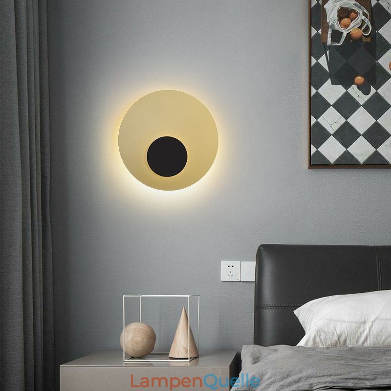 Nordic Wand Licht Schwarz Gold Runde Voll Kupfer Wand Leuchte