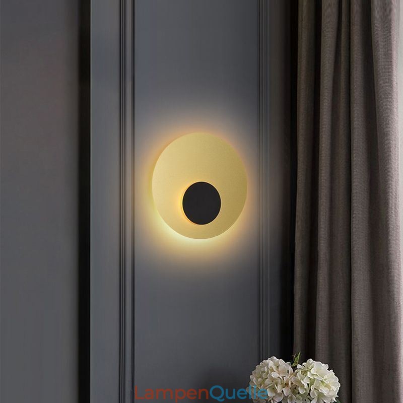 Nordic Wand Licht Schwarz Gold Runde Voll Kupfer Wand Leuchte