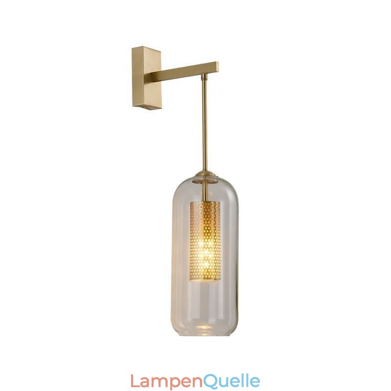 Nordische Messing-Wandlampe mit Innenaussparung aus Zylinderglas