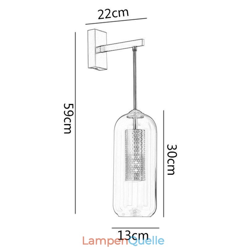 Nordische Messing-Wandlampe mit Innenaussparung aus Zylinderglas