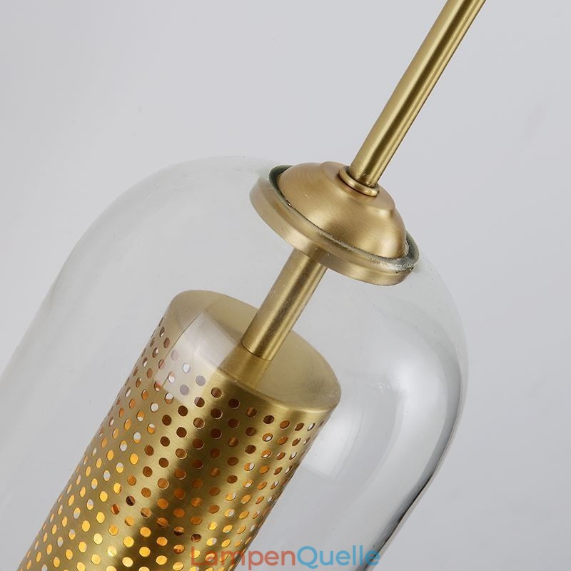 Nordische Messing-Wandlampe mit Innenaussparung aus Zylinderglas