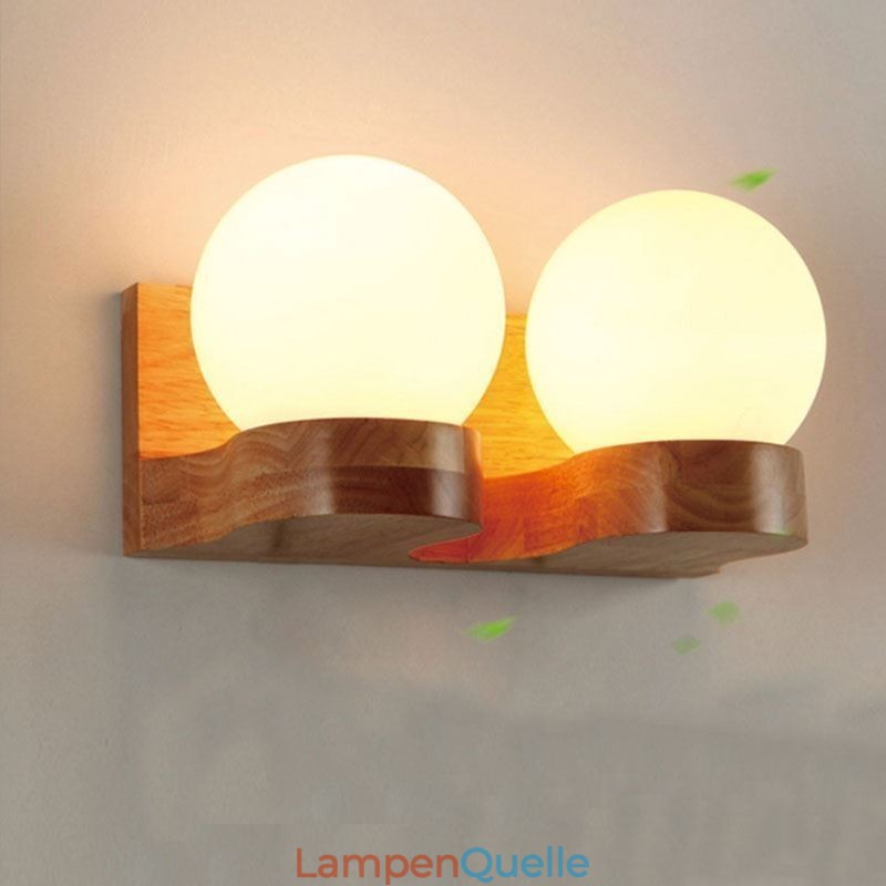 Nordische Massivholz Wandleuchte Gemütliche Kugelform Wandleuchte