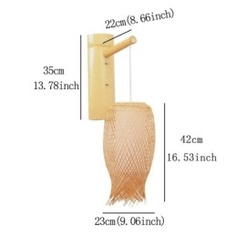 Nach unten Bambus Wand Licht Ländlichen Runde Wand Leuchte Nacht Teehaus Kreative Licht