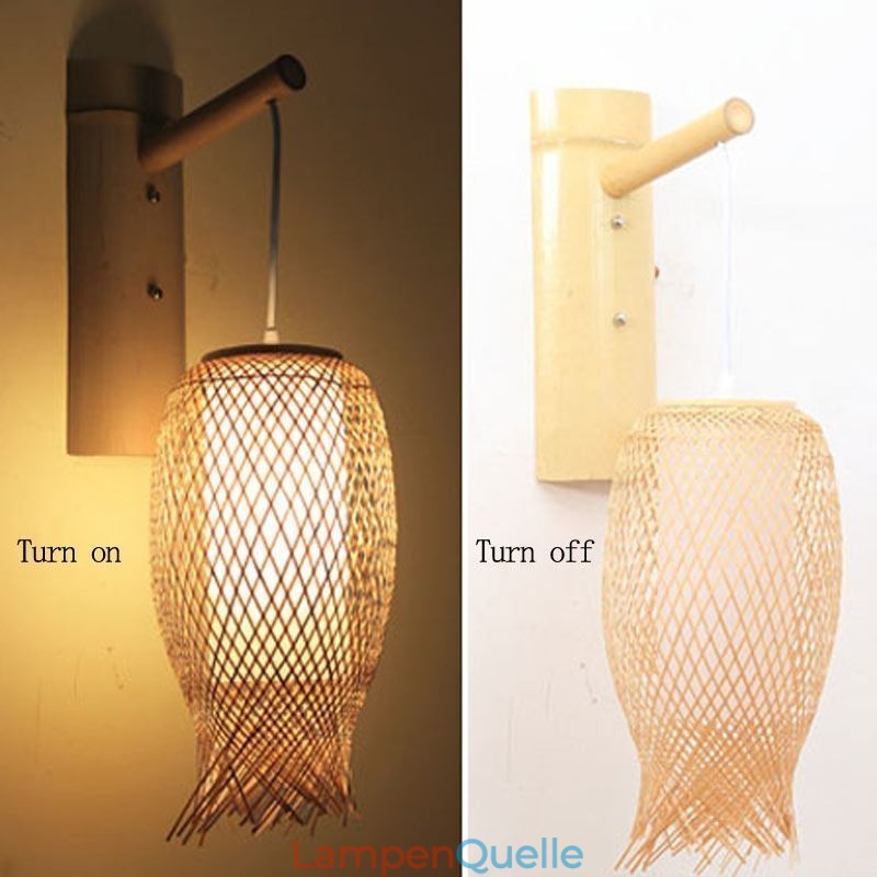 Nach unten Bambus Wand Licht Ländlichen Runde Wand Leuchte Nacht Teehaus Kreative Licht