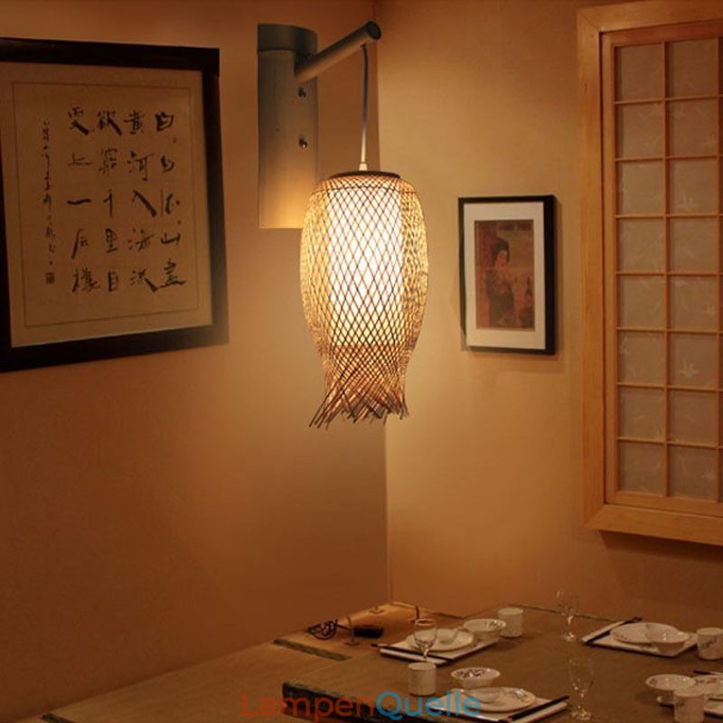 Nach unten Bambus Wand Licht Ländlichen Runde Wand Leuchte Nacht Teehaus Kreative Licht