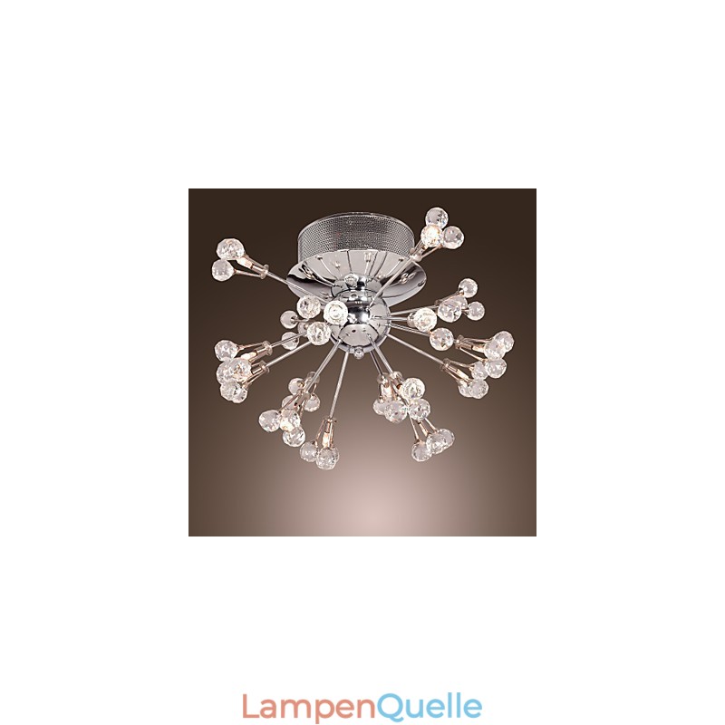 Moderne zeitgenössische Kristall Chrom Metall Unterputz