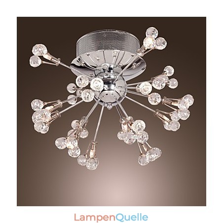 Moderne zeitgenössische Kristall Chrom Metall Unterputz