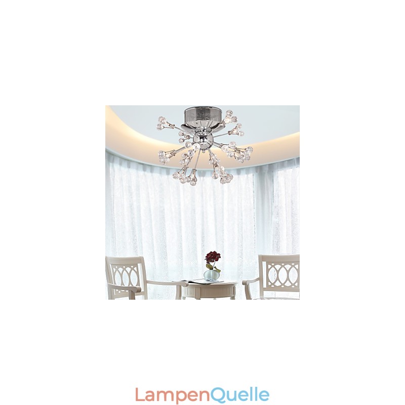 Moderne zeitgenössische Kristall Chrom Metall Unterputz