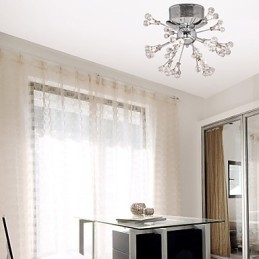 Moderne zeitgenössische Kristall Chrom Metall Unterputz