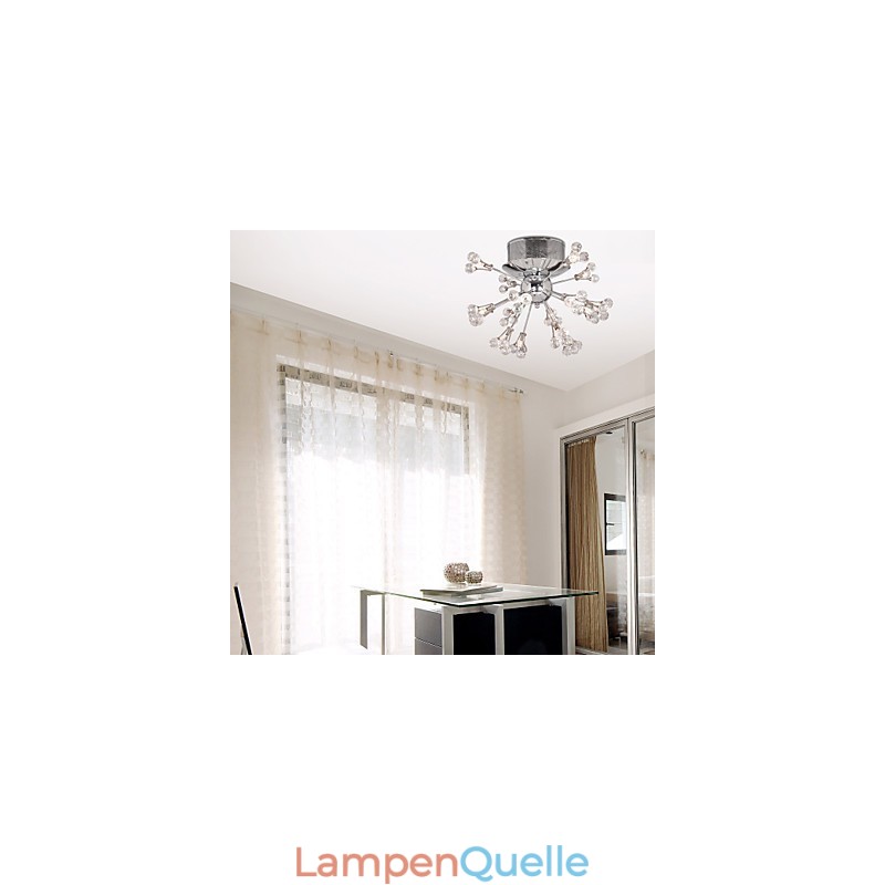 Moderne zeitgenössische Kristall Chrom Metall Unterputz