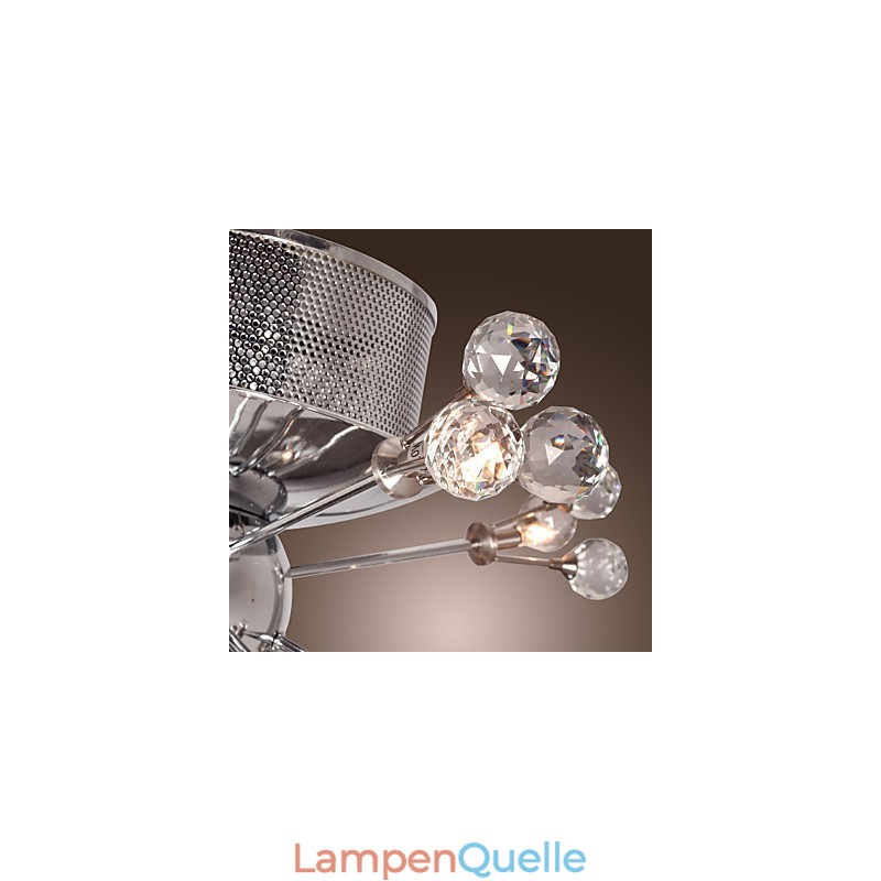 Moderne zeitgenössische Kristall Chrom Metall Unterputz