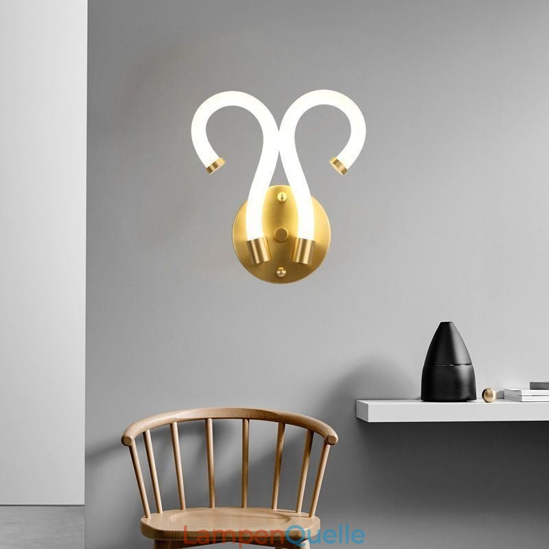 Moderne Wandleuchte Kreativität Wandleuchte Kupfer Schaf Horn 2 Lichter