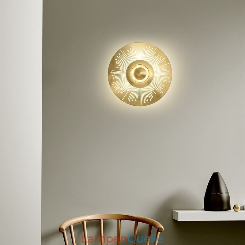 Nordische Messing-Wandlampe, ausgehöhlte runde Form, Wandleuchte