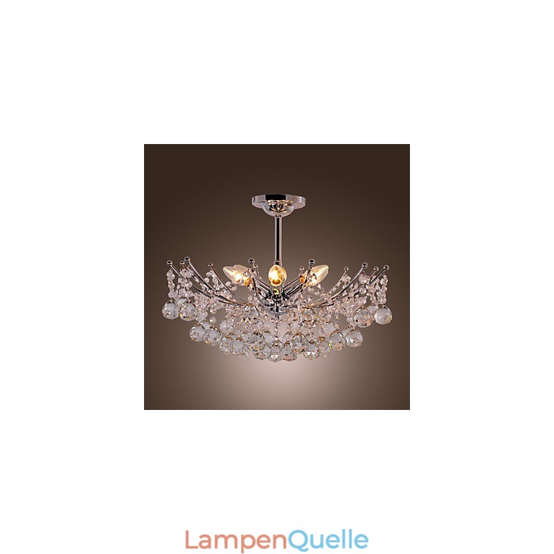 Üppiger Kristall-Kronleuchter mit 6 Lichtern, Pendelleuchter