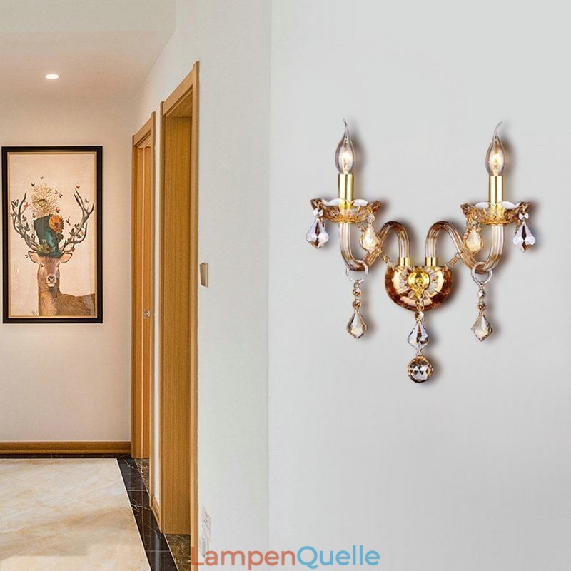 Europäische Kristall Wandleuchte Elegante Zwei Licht Wand Licht Treppen
