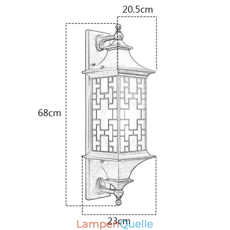 Chinesische Außenwandleuchte Wasserdichte Fenstergitter-Wandlampe