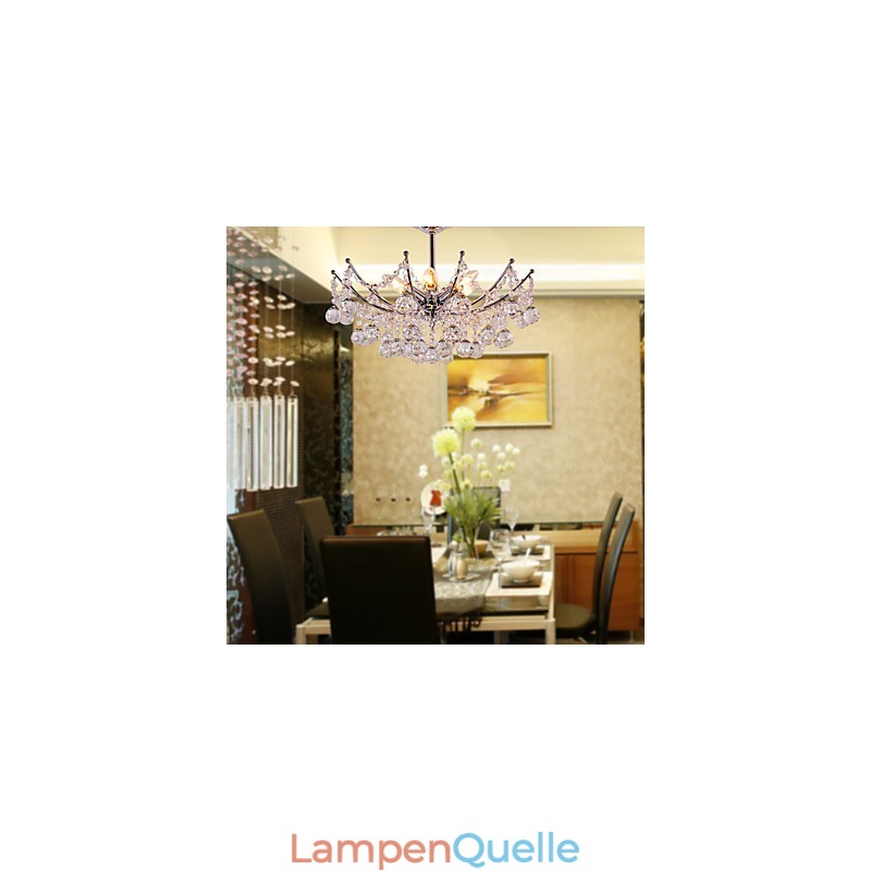 Üppiger Kristall-Kronleuchter mit 6 Lichtern, Pendelleuchter