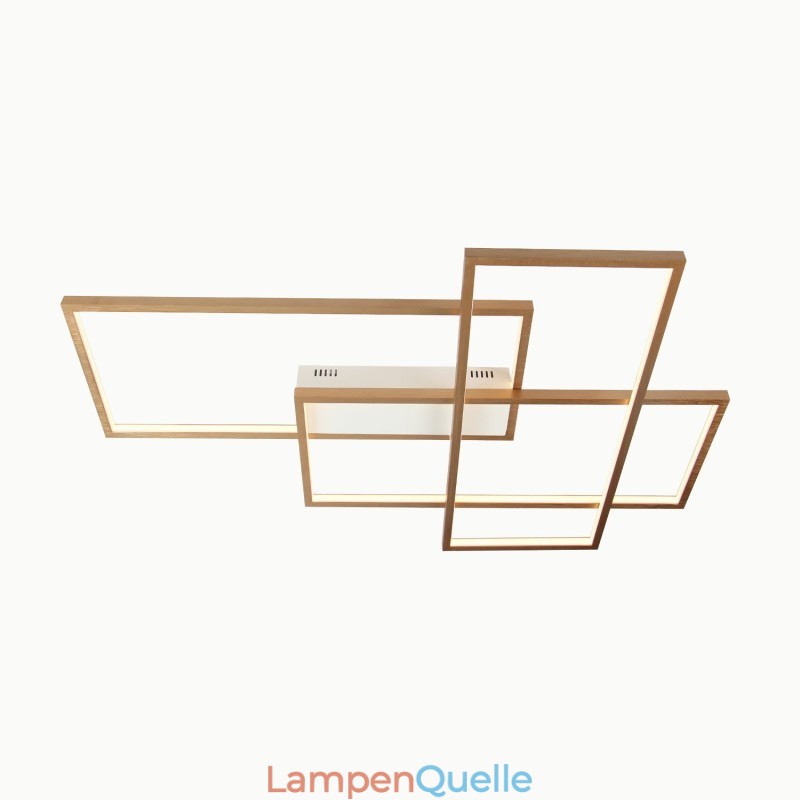 Moderne Deckenleuchte mit zeitgenössischer Aluminium-Malerei in Gold, Unterputzleuchte mit Ferndimmer für Wohnzimmer, Schlafzimmer (kann auch als Wandleuchte verwendet werden)