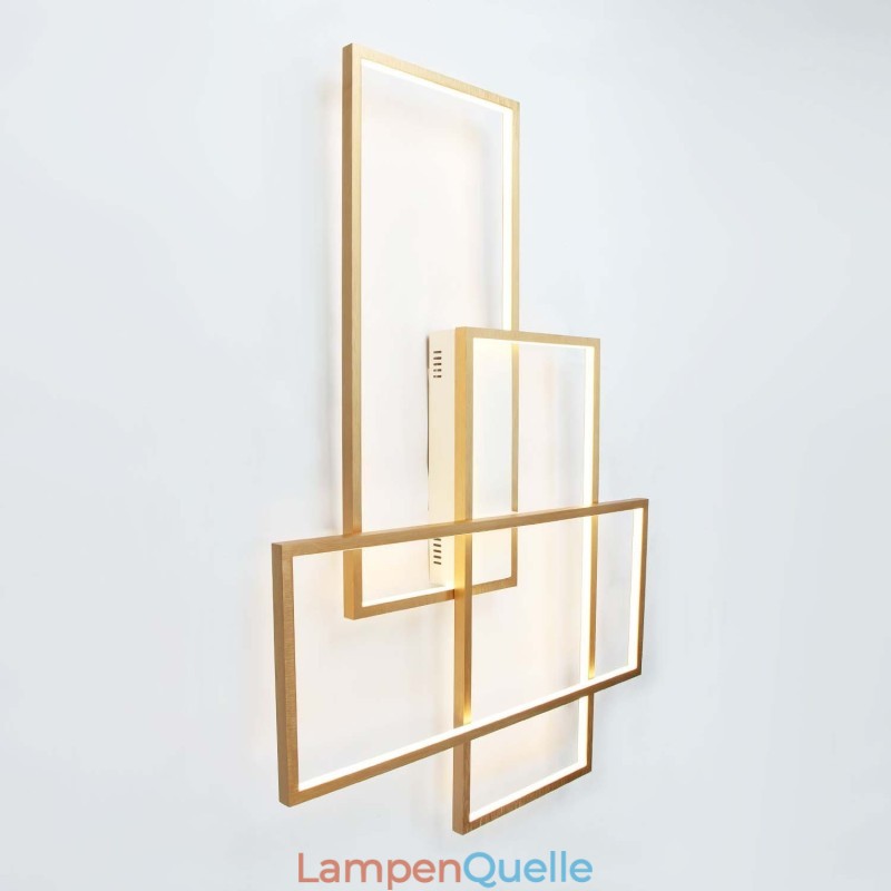 Moderne Deckenleuchte mit zeitgenössischer Aluminium-Malerei in Gold, Unterputzleuchte mit Ferndimmer für Wohnzimmer, Schlafzimmer (kann auch als Wandleuchte verwendet werden)