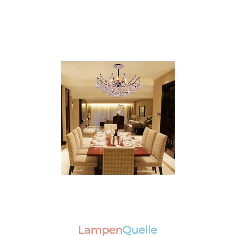 Üppiger Kristall-Kronleuchter mit 6 Lichtern, Pendelleuchter