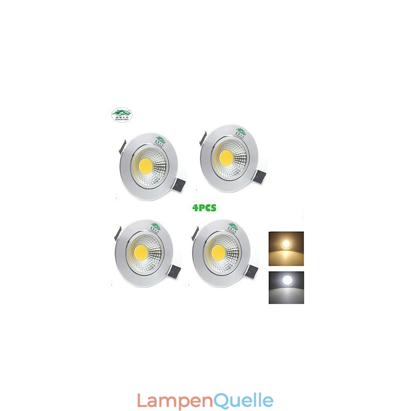 4PCS Zweihnder 3W 300Lm COB Deckenleuchte Downlight Warmweißes Licht