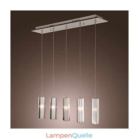 Moderne zeitgenössische Insel Kristall Chrom Metall Pendelleuchte Moderne zeitgenössische Insel Kristall Chrom Metall Pendelleuchte