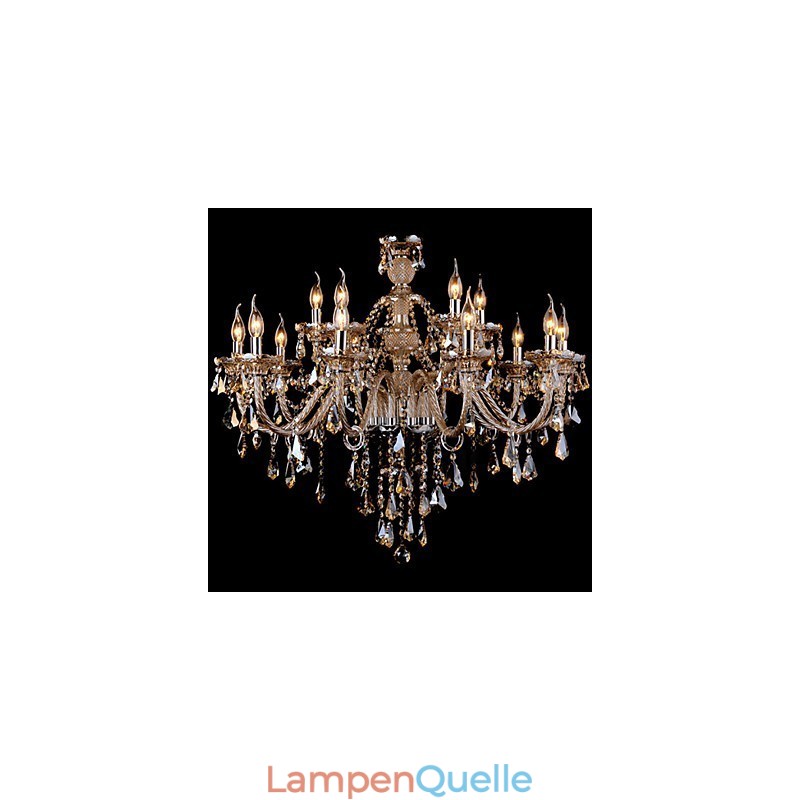 Kronleuchter Kristall Cognac Farbe Luxus Moderne 2 Ebenen Wohnzimmer 15 Lichter
