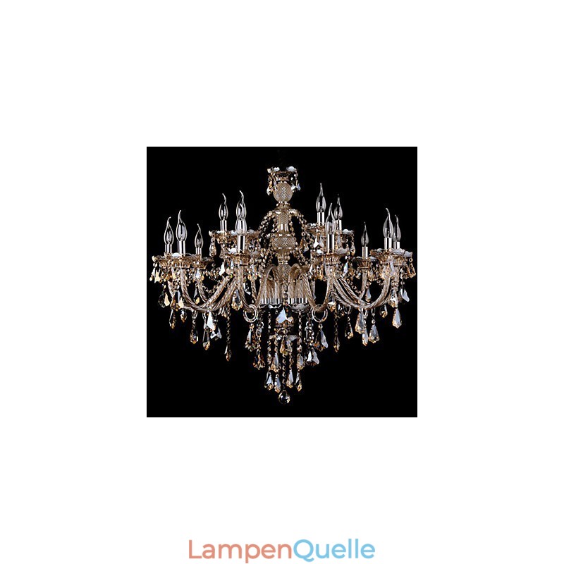 Kronleuchter Kristall Cognac Farbe Luxus Moderne 2 Ebenen Wohnzimmer 15 Lichter