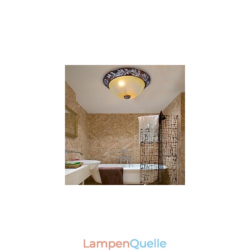 Deckenleuchte Weiß Gelb Glas Harz Silber Carving Europäischen Klassisch