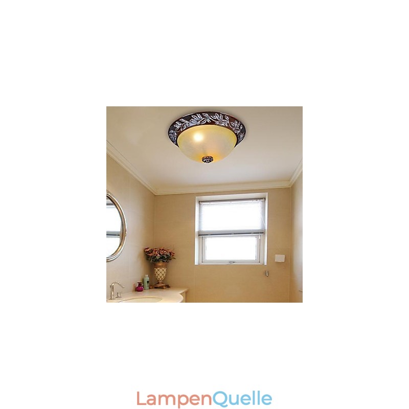Deckenleuchte Weiß Gelb Glas Harz Silber Carving Europäischen Klassisch