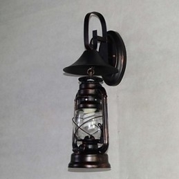 Vintage schwarze Metall-Laternen-Wandlampe mit einem Licht