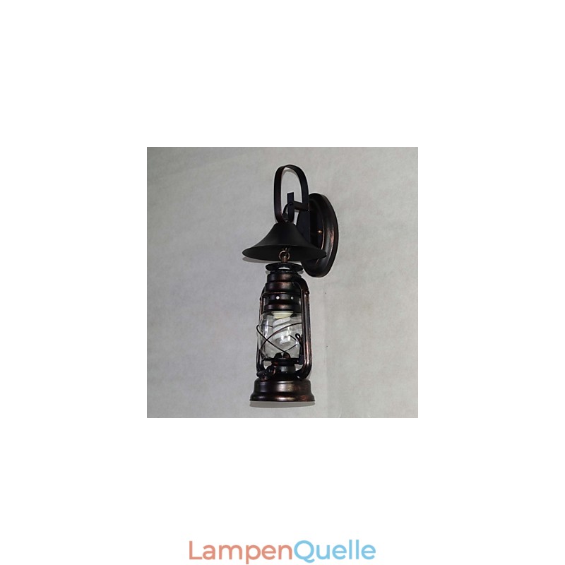 Vintage schwarze Metall-Laternen-Wandlampe mit einem Licht