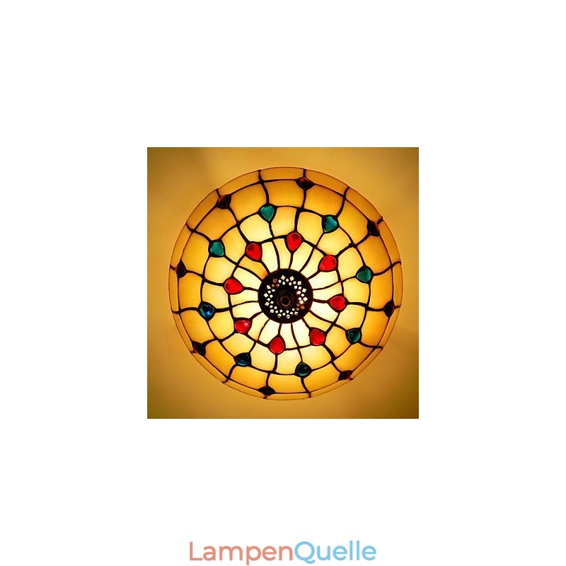 30*19 CM Europa Typ Stil Schmiedeeisen Pnd Schwanz Auf Halb Kuppel Licht Farbige Glas Sitzen Lampe