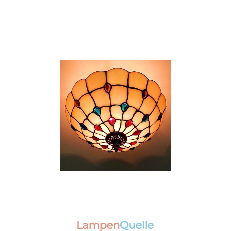 30*19 CM Europa Typ Stil Schmiedeeisen Pnd Schwanz Auf Halb Kuppel Licht Farbige Glas Sitzen Lampe