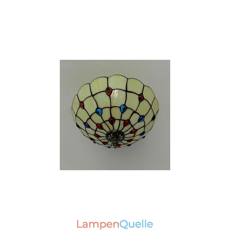 30*19 CM Europa Typ Stil Schmiedeeisen Pnd Schwanz Auf Halb Kuppel Licht Farbige Glas Sitzen Lampe