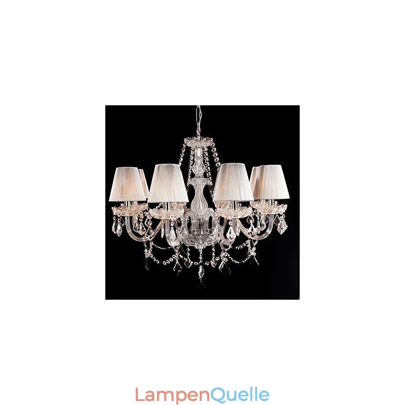 Kronleuchter Kristall Luxus Modern Living 8 Lichter mit Stoffschirm