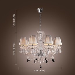 Kronleuchter Kristall Luxus Modern Living 8 Lichter mit Stoffschirm