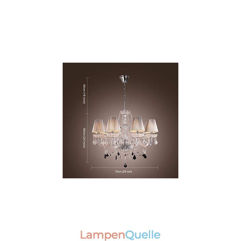 Kronleuchter Kristall Luxus Modern Living 8 Lichter mit Stoffschirm