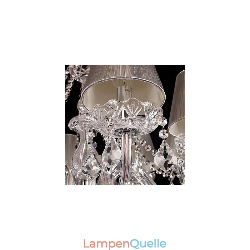 Kronleuchter Kristall Luxus Modern Living 8 Lichter mit Stoffschirm