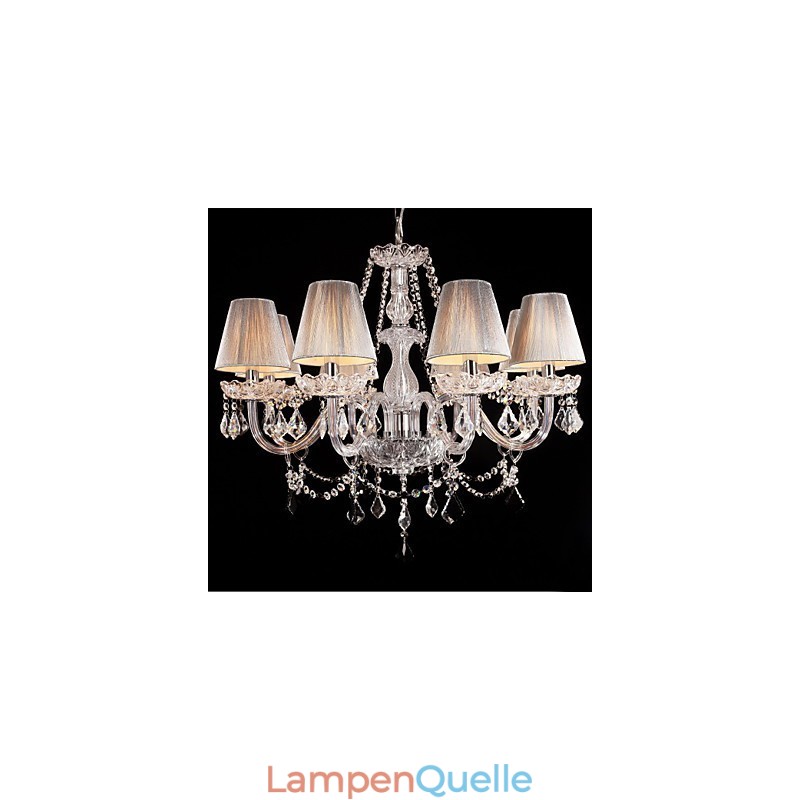 Kronleuchter Kristall Luxus Modern Living 8 Lichter mit Stoffschirm