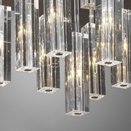 Moderne zeitgenössische Kristall Chrom Metall Unterputz