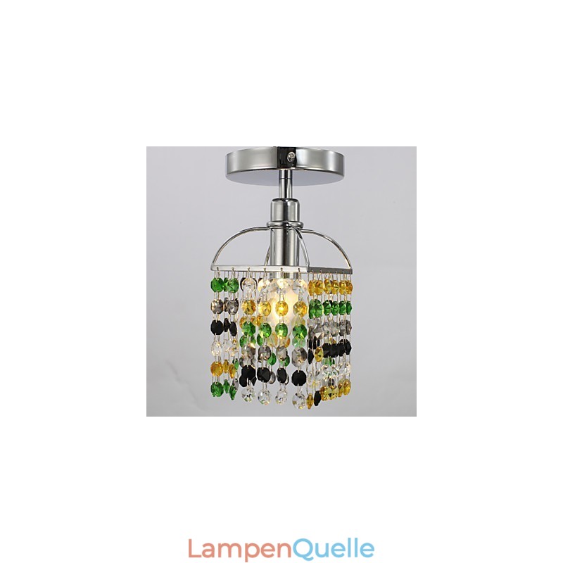 Moderne zeitgenössische Kristall galvanisierte Metall Flush Mount