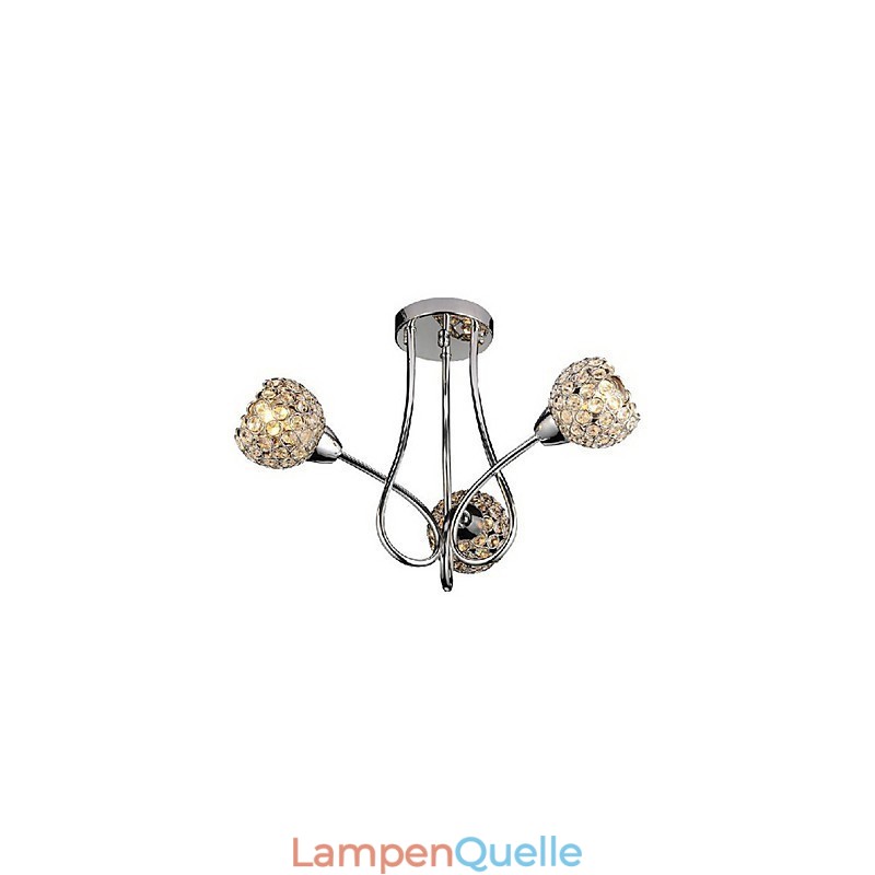 Moderne, glänzende Deckenleuchte mit 3 Lichtern im Kristalldesign
