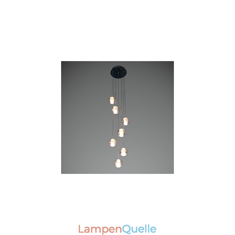Moderne Pendelleuchte Pendelleuchte G4 Retroifit 7 Lichter Chrom Überzug Kristall für Treppenlicht