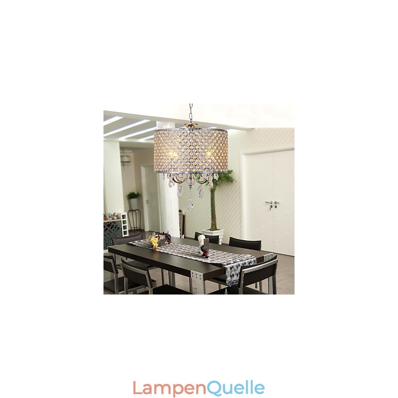 Trommel Kronleuchter Kristall Moderne 4 Lichter Pendelleuchte